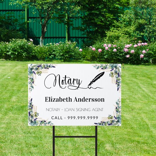 Notary loan signing agent eucalyptus greenery sign