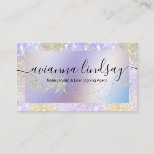 Notary Loan Signing Agent Glitter Hologram Business Card