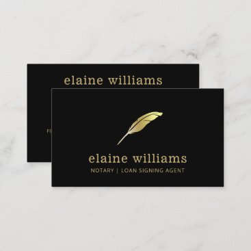 Notary Loan Signing Agent Gold Black  Business Card