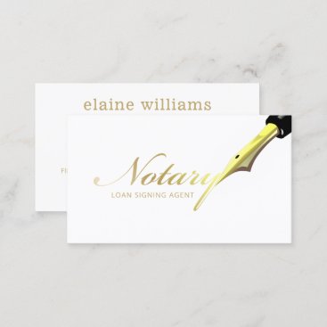 Notary Loan Signing Agent Gold Black Pen  Business Card