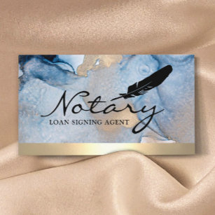 Notary Loan Signing Agent Gold Border & Watercolor Business Card
