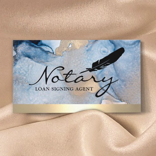 Notary Loan Signing Agent Gold Border  Watercolor Business Card