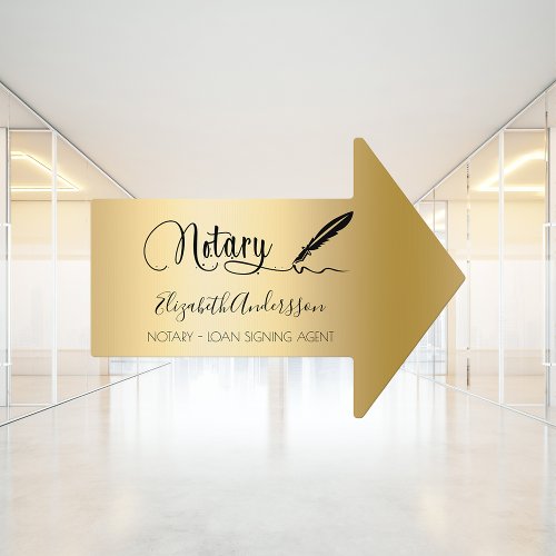 Notary loan signing agent gold business arrow sign