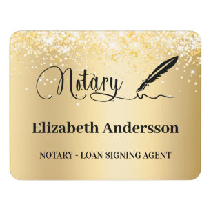 Notary loan signing agent gold door sign