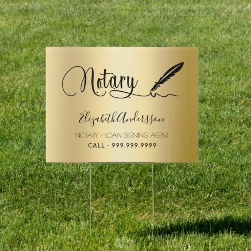 Notary loan signing agent gold glam sign