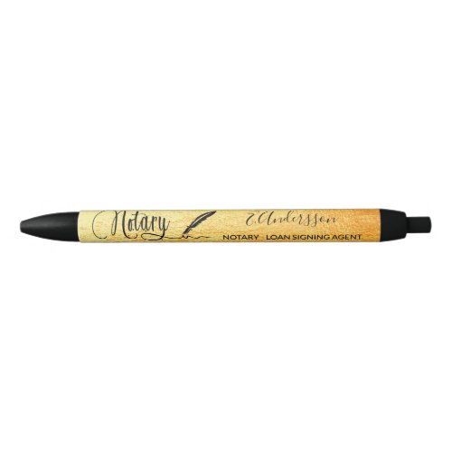 Notary loan signing agent gold metallic black ink pen
