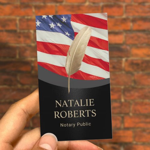 Notary Loan Signing Agent Gold Pen Patriotic Business Card