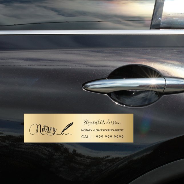 Notary loan signing agent gold script bumper sticker (Creator Uploaded)