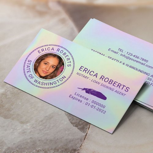 Notary Loan Signing Agent Holographic Photo Business Card