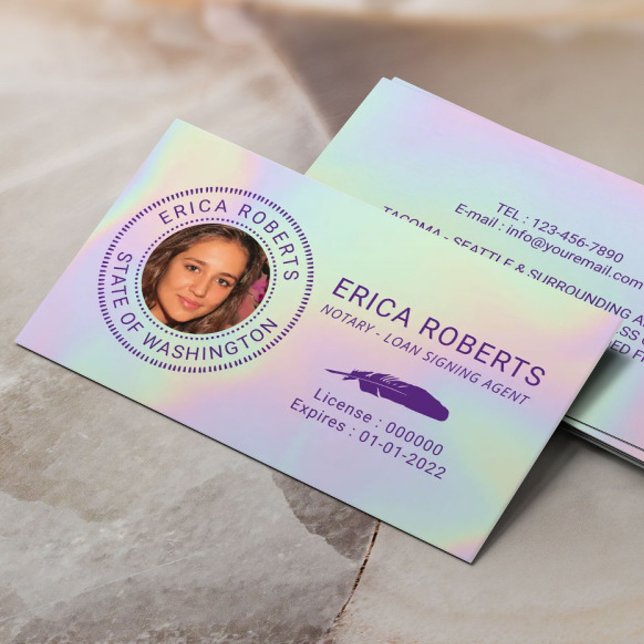 Notary Loan Signing Agent Holographic Photo Business Card (Creator Uploaded)