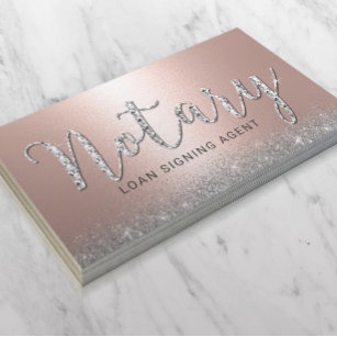 Notary Loan Signing Agent Luxury Rose Gold Business Card
