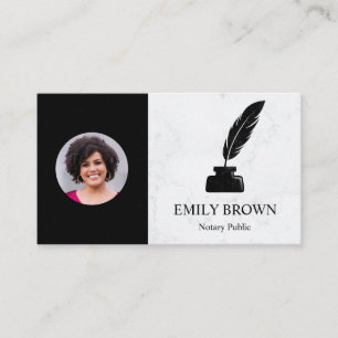 Notary Loan Signing Agent Marble Picture Ink Quill Business Card