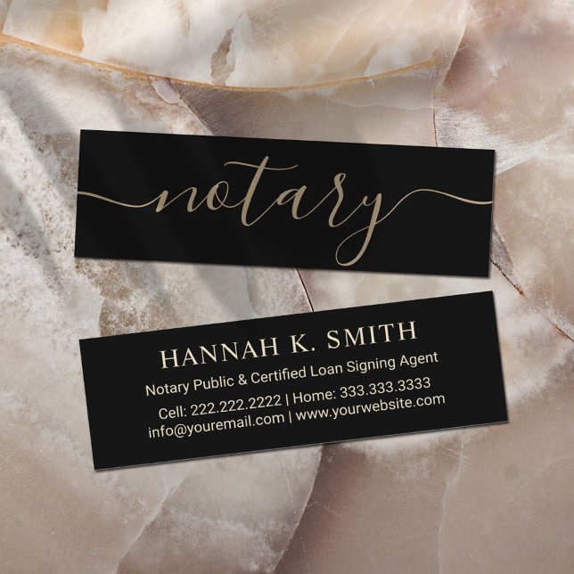 Notary Loan Signing Agent Minimalist Gold Script Mini Business Card (Creator Uploaded)
