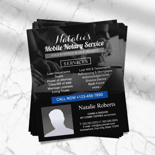 Notary Loan Signing Agent Modern Black Photo  Flyer