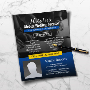 Notary Loan Signing Agent Modern Blue Photo Flyer