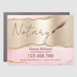 Notary Loan Signing Agent Modern Blush Pink Agate Car Magnet