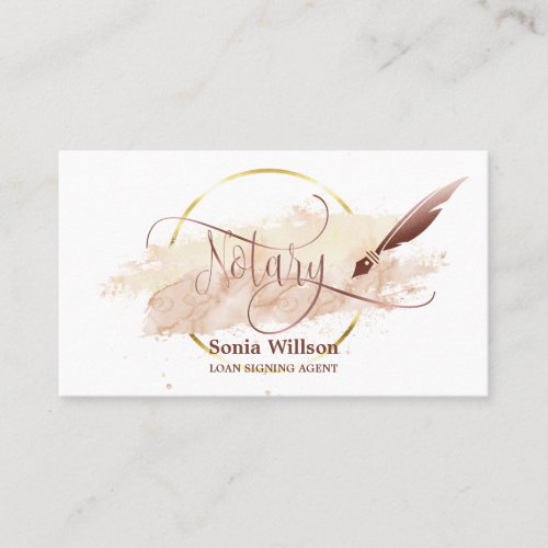 Notary Loan Signing Agent Modern Blush Pink Art Business Card