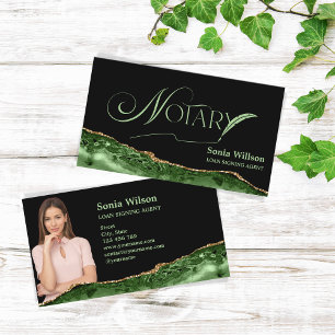 Notary Loan Signing Agent Modern Emerald Green  Bu Business Card