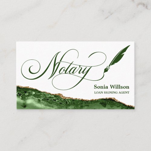 Notary Loan Signing Agent Modern Emerald Green  Business Card