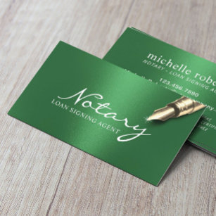Notary Loan Signing Agent Modern Green Foil Business Card