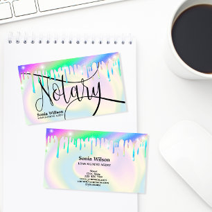 Notary Loan Signing Agent Modern Holographic Foil Business Card