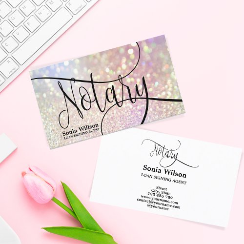 Notary Loan Signing Agent Modern iridescent Business Card