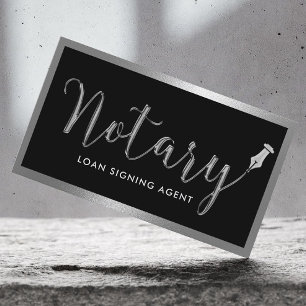 Notary Loan Signing Agent Modern Metal Framed Business Card