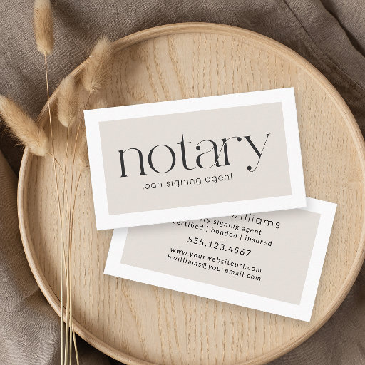 Notary Loan Signing Agent Modern Minimalist Business Card