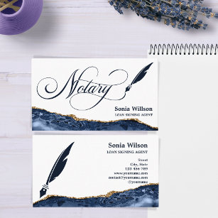 Notary Loan Signing Agent Modern Navy Agate  Business Card