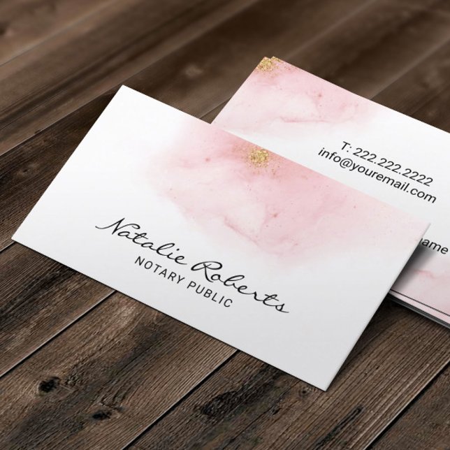 Notary Loan Signing Agent Modern Pink & Gold Ombre Business Card (Creator Uploaded)