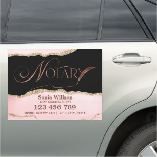 Notary Loan Signing Agent Modern Rose Gold Agate B Car Magnet
