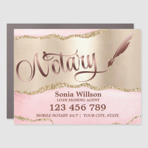 Notary Loan Signing Agent Modern Rose Gold Agate B Car Magnet