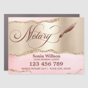 Notary Loan Signing Agent Modern Rose Gold Agate B Car Magnet
