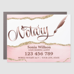 Notary Loan Signing Agent Modern Rose Gold Agate B Car Magnet