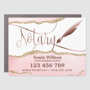 Notary Loan Signing Agent Modern Rose Gold Agate B Car Magnet