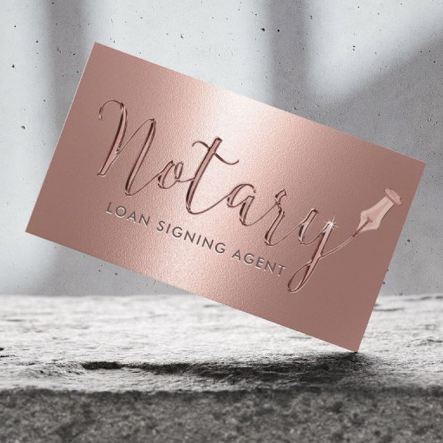 Notary Loan Signing Agent Modern Rose Gold Business Card (Creator Uploaded)