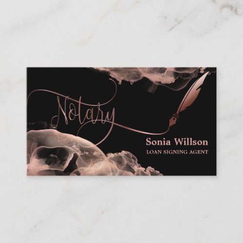 Notary Loan Signing Agent Modern Rose Gold ink Business Card