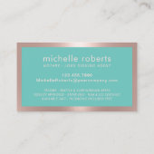 Notary Loan Signing Agent Modern Rose Gold & Teal Business Card (Back)