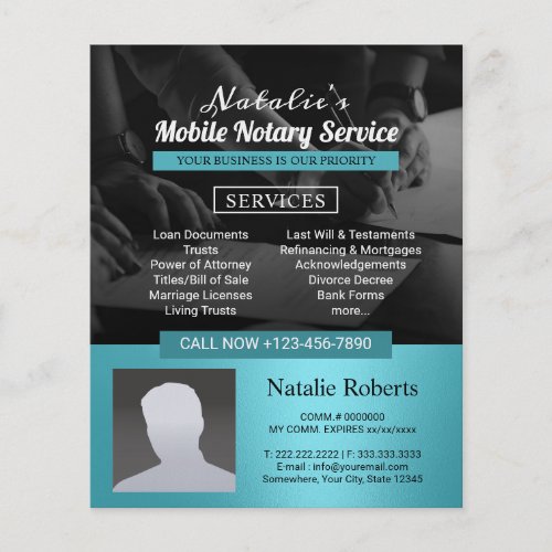 Notary Loan Signing Agent Modern Teal Photo Flyer