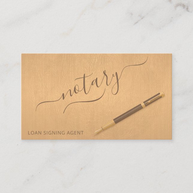 Notary loan signing agent modern typography gold business card (Front)