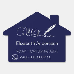 Notary loan signing agent navy blue house sign | Zazzle
