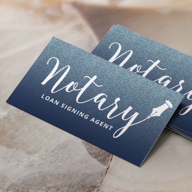 Notary Loan Signing Agent Navy Blue Silver Glitter Business Card (Creator Uploaded)