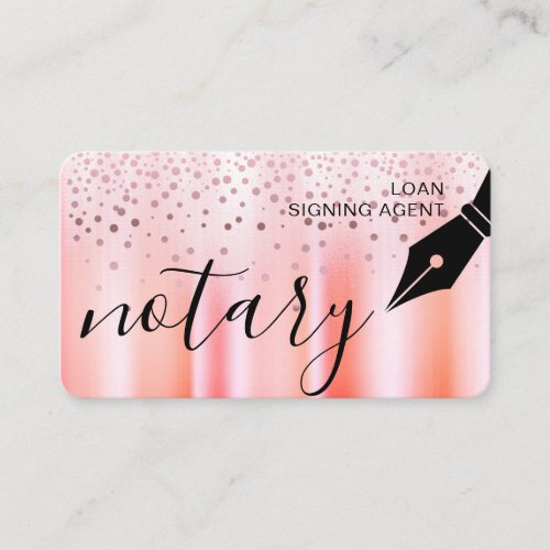 Notary Loan Signing Agent Nib Logo Tax Rose Gold Business Card