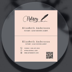 Notary loan signing agent peach QR code Business Card