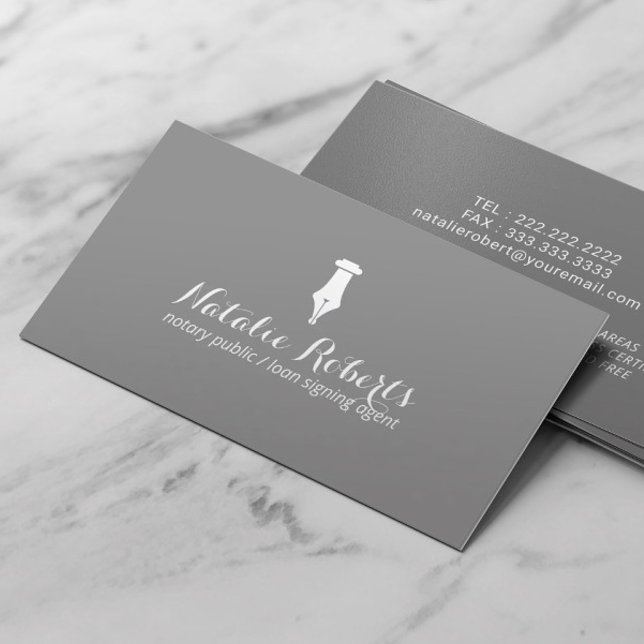 Notary Loan Signing Agent Plain Gray Minimalist Business Card (Creator Uploaded)