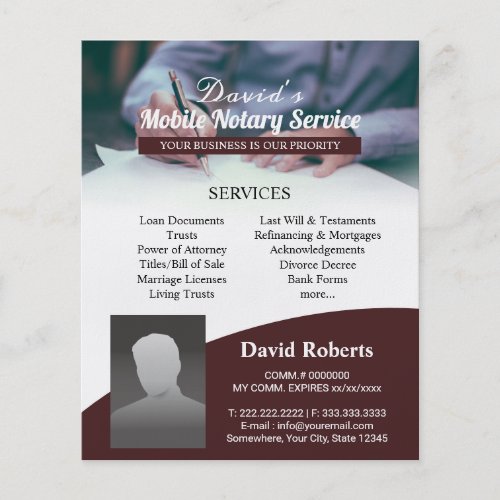 Notary Loan Signing Agent Professional Burgundy Flyer