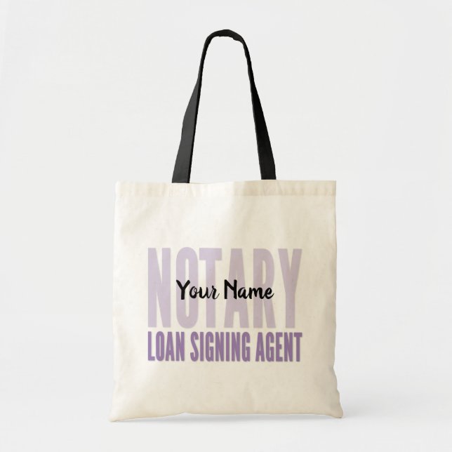 Notary Loan Signing Agent Purple Font Customized Tote Bag (Front)