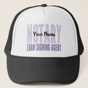 Notary Loan Signing Agent Purple Font Customized Trucker Hat