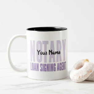 Notary Loan Signing Agent Purple Font Customized Two-Tone Coffee Mug