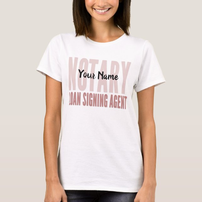 Notary Loan Signing Agent Red Font Customized T-Shirt (Front)